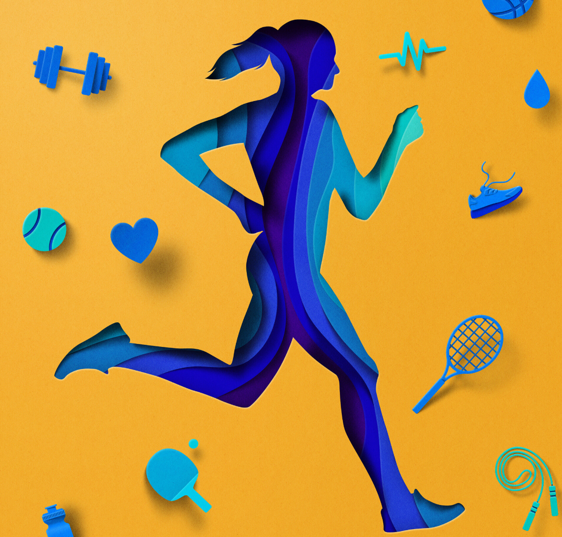 Woman doing brain boosting exercises with brisk walking outdoors for improved memory and cognitive health