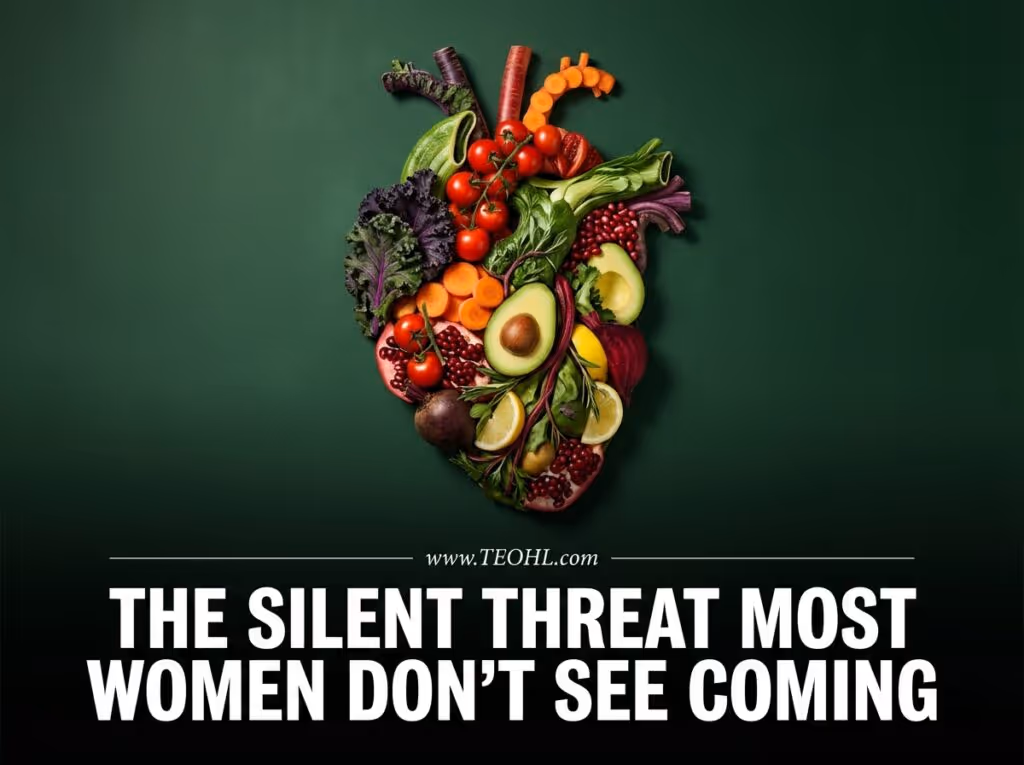 Heart made of colorful vegetables illustrating heart disease in women prevention