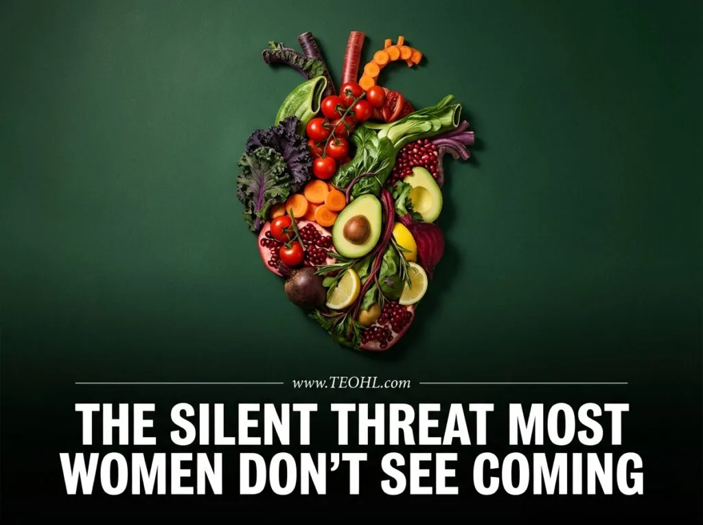 Heart made of colorful vegetables illustrating heart disease in women prevention