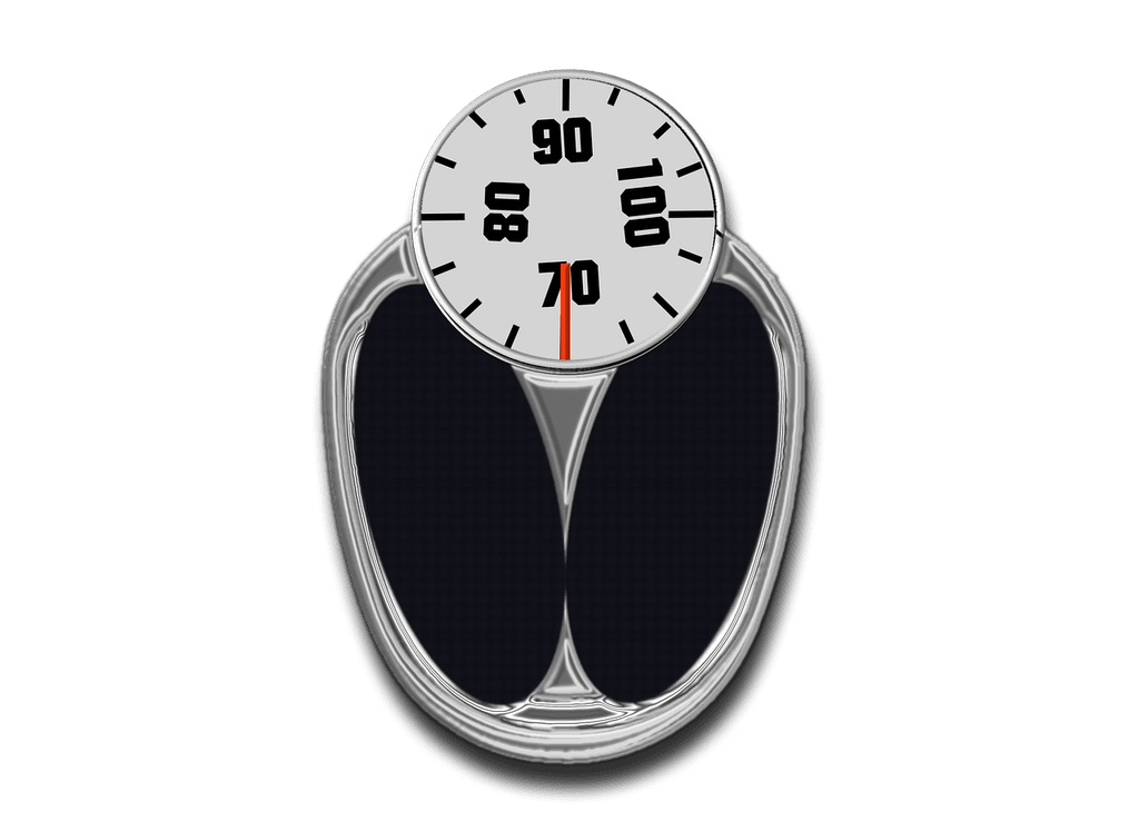 A white bathroom scale on a wooden floor, representing weight control and the connection between sleep and weight gain.