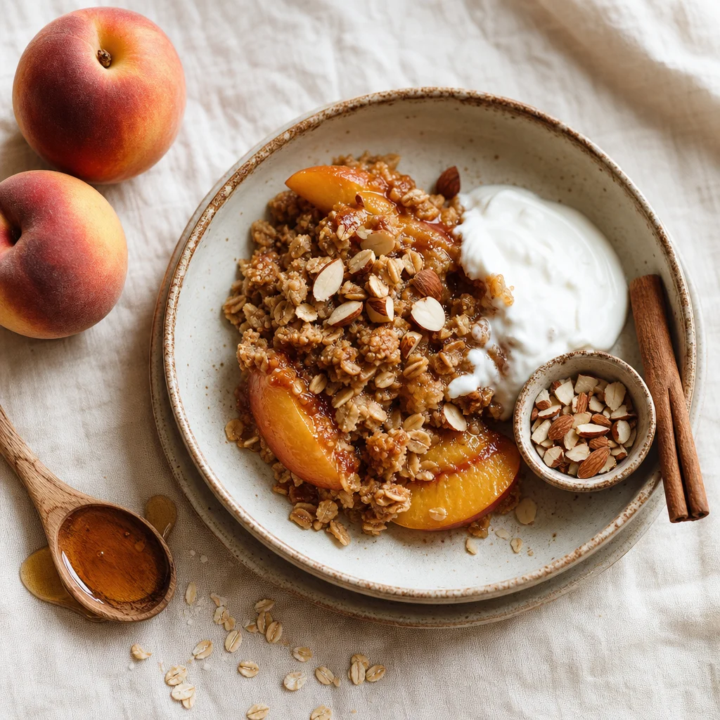 healthy peach crisp